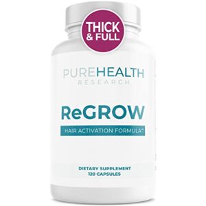 ReGrow Hair Activation System – Hair Advancement Vitamins with Biotin and Noticed Palmetto – Hair Reduction Treatment options for Females and Guys – Thicker and Fuller Hair Nutritional supplement, PureHealth Study 120 Capsules