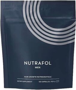 Nutrafol Men’s Hair Advancement Supplements, Clinically Examined for Visibly Thicker Hair and Scalp Protection, Dermatologist Advisable – 1 month source, 1 Refill Pouch