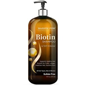 Majestic Pure Biotin Shampoo for Hair Expansion – Volumizing Shampoo for Hair Loss – with DHT-3 Blocker – Hydrating & Nourishing – Sulfate Free of charge, for Adult males & Women – Slim Hair Shampoo – 16 fl oz