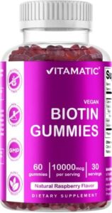 Vitamatic Biotin Gummies 10,000 mcg for Much better Hair, Skin & Nails – 60 Vegan Gummies – Also Referred to as Vitamin B7 (1 Bottle)