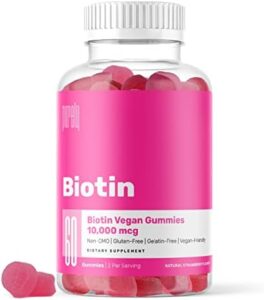 Biotin Gummies Best Potency 10,000mcg – Promotes Healthy Hair, Skin & Nails Nutritional vitamins for Females, Gentlemen & Children – Non-GMO – Gluten-Free of charge – Gelatin No cost – Vegan Pleasant – 60 Gummies (Pack of 1)
