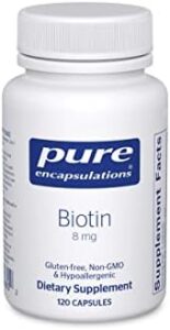 Pure Encapsulations Biotin 8 mg – B Vitamin Health supplement to Support Worry Aid, Hair, Skin & Nail Strengthening, Metabolic rate, Carbohydrate Assistance & Anxious Procedure* – with Quality Biotin – 120 Capsules