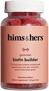 HIMS & HERS biotin Builder Gummy with Nutritional vitamins B12, B6 and D, Gluten Free of charge, no Synthetic sweeteners or Flavors, Wild Cherry , 60 Count